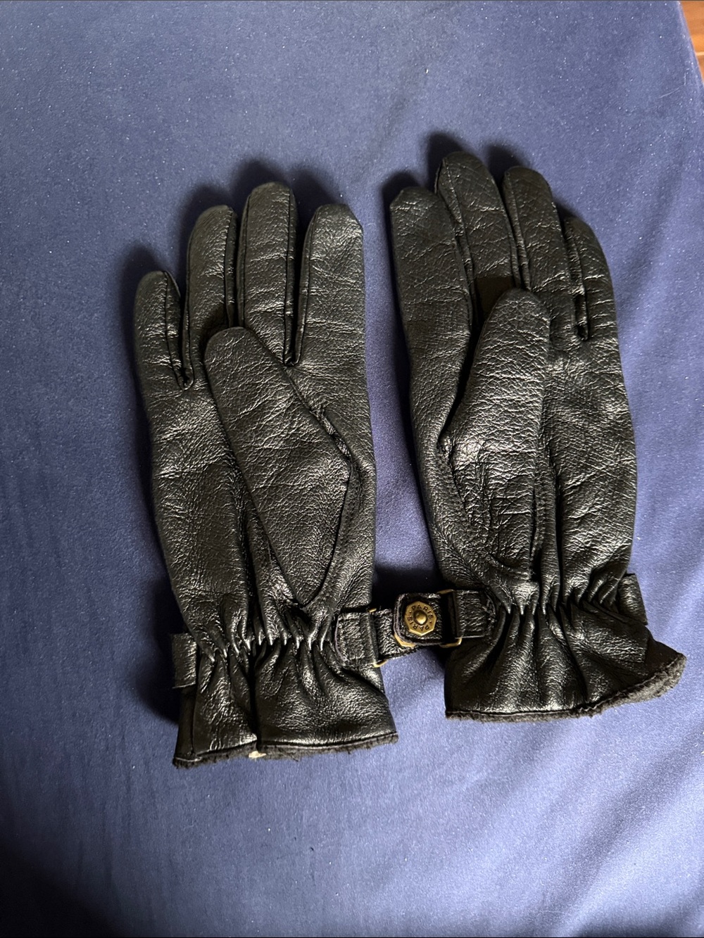 Black Leather Winter Gloves
